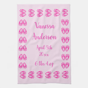 Süße rosa Baby-Mädchen-Hasenfüße Ostern individuel Geschirrtuch