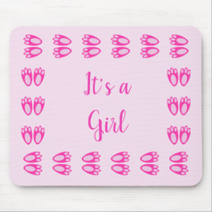 Süße rosa Baby-Mädchen-Hasenfüße Ostern individuel Mousepad
