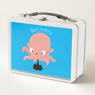 Süße rosa Baby-Oktopus-Cartoon-Humor Metall Brotdose