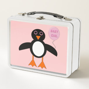 Süße rosa Baby-Pinguin-Mädchen-Metall-Lunchbox Metall Lunch Box