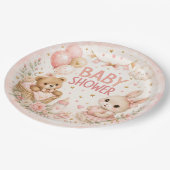 Süße rosa Baby Shower Papier Teller | Wasserfarbe (Schrägansicht)
