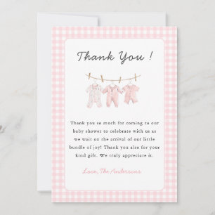 Süße rosa Babykleidung Baby Mädchen Dankeskarte