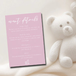 Süße rosa Babyparty-Veranstaltungsdetails Begleitkarte