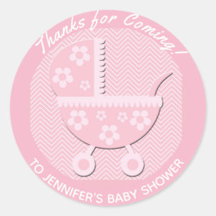 Süße rosa Babytrage Danksagung zur Babyparty Runder Aufkleber