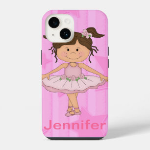 Süße rosa Ballettgirl auf Sternen und Streifen iPhone 14 Hülle