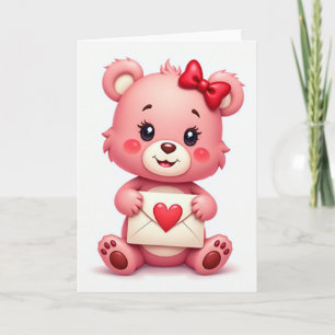 Süße rosa Bär Liebes Notiz Karte