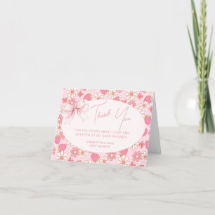 Süße rosa Beeren-Baby-Mädchen-Shower-Dankeskarten Dankeskarte