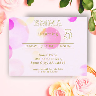 Süße rosa Blasen Kindergeburtstags-Einladung Einladungspostkarte