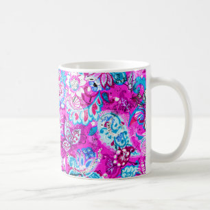Süße rosa blaue Blumenmuster Kaffeetasse