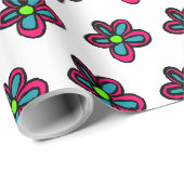 Süße rosa Blume Geschenkpapier (Rolleneckpunkt)