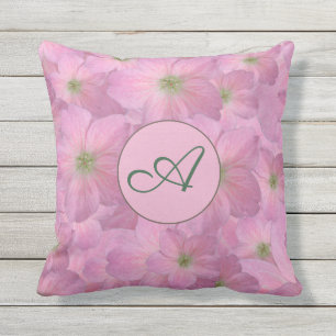 Süße rosa Blumen mit kundenspezifischem Monogram Kissen