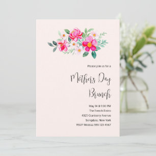 Süße rosa Blumen zum Muttertagsbrunch Einladung