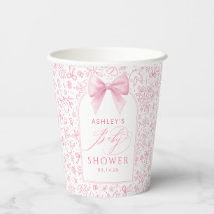 Süße rosa Blumenranken-Chinoiserie-Babyparty  Pappbecher