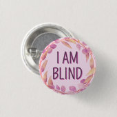 Süße rosa botanische Blätter Ich bin blind Button (Vorne & Hinten)