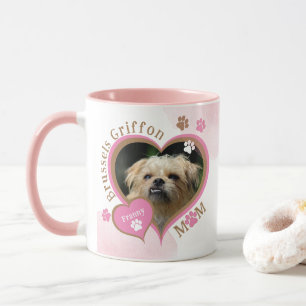 Süße rosa Brüssel-Griffon-Hundemutter-Foto und Nam Tasse