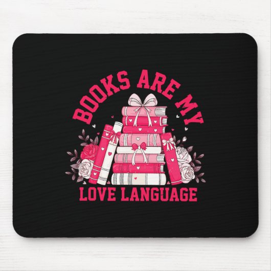 Süße rosa Bücher sind meine Liebessprache Valentin Mousepad (Vorne)