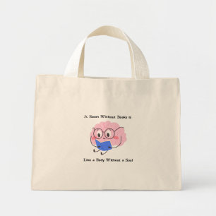 Süße rosa Bücherwurm-Lesekunst-Zitat-Illustration Mini Stoffbeutel