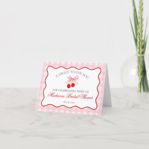 Süße rosa Cherry Coquette-Schleife Dankeskarte 