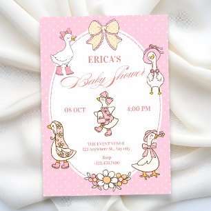 Süße rosa Coquette-Enten-Baby-Party Einladung