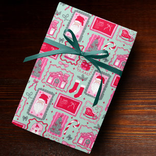 Süße rosa Coquette-Rahmen Muster Weihnachten mintg Geschenkpapier