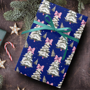 Süße rosa Coquette-Schleifen Weihnachtsbäume könig Geschenkpapier