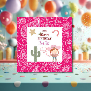 Süße Rosa Cowgirl Kindergeburtstag Karte