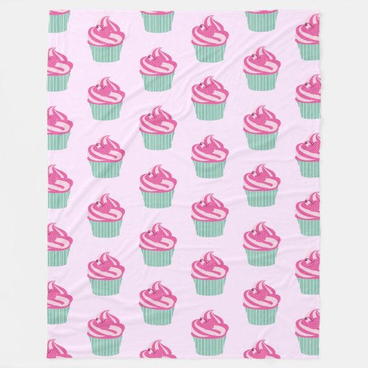 Süße rosa Cupcakes Muster Pastellrosa Fleecedecke (Vorderseite)