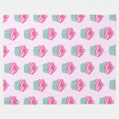 Süße rosa Cupcakes Muster Pastellrosa Fleecedecke (Vorderseite (Horizontal))