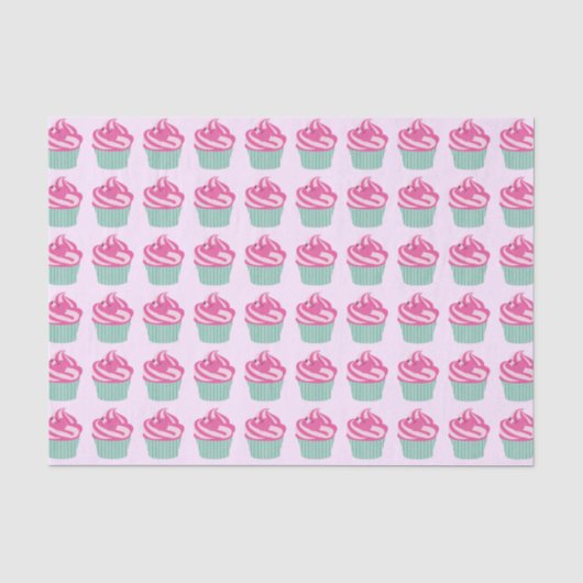 Süße rosa Cupcakes-Muster Seidenpapier (Vorderseite)