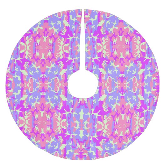 Süße rosa digitale Tarnmuster Polyester Weihnachtsbaumdecke (Vorderseite)