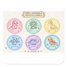 Süße rosa Dino-Mandala-Schuletiketten | Kindergart