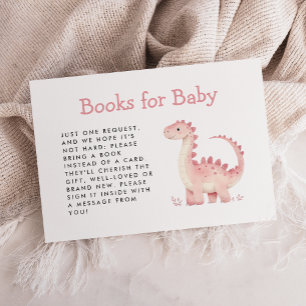 Süße rosa Dinosaurier-Mädchen-Baby-Party-Bücher Begleitkarte