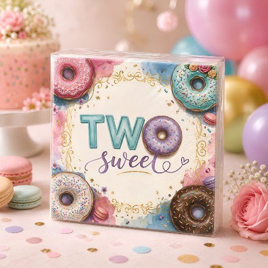 Süße rosa Donut-Themenwelt Serviette