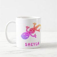 Süße rosa Eidechsen-Gecko-Namen-Tasse für Mädchen