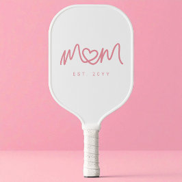 Süße rosa einfache Schrift Herz Mom Gegründet Est Pickleball Schläger