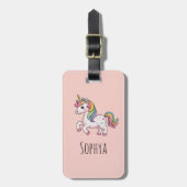 Süße rosa Einhorn-Mädchen-Kinder Gepäckanhänger (Vorderseite vertikal)