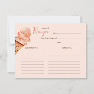 Süße rosa Eiscreme-Party-Rezeptkarte Mitteilungskarte