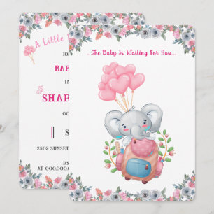 Süße rosa Elefanten-Baby-Party-Einladung Einladung