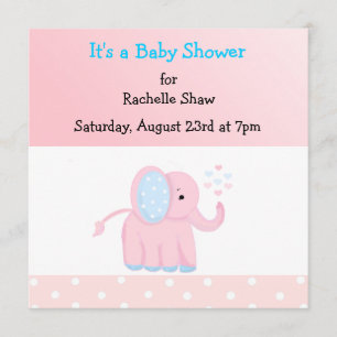 Süße rosa Elefanten-Baby-Shower-Einladung Einladung