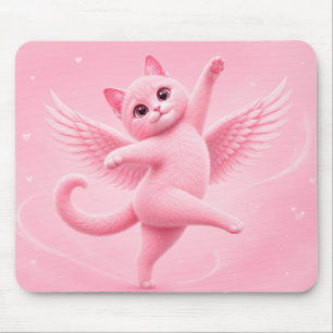 Süße rosa Engelkatze Mauspad