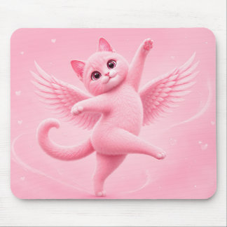 Süße rosa Engelkatze Mauspad