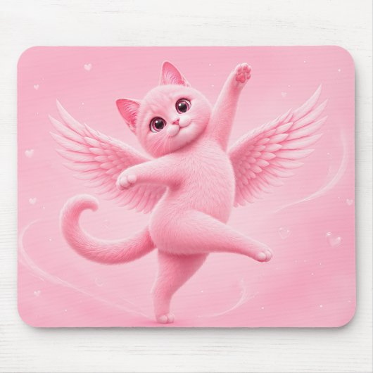 Süße rosa Engelkatze Mauspad (Vorne)