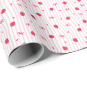 Süße rosa Erdbeer-Muster-Wrap-Rolle Geschenkpapier (Rolleneckpunkt)