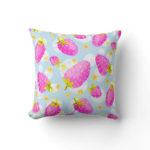 Süße rosa Erdbeer-Throw-Pillow