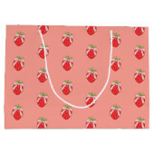Süße rosa Erdbeere  Große Geschenktüte (Rückseite)