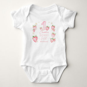 Süße rosa Erdbeeren Beere Erster 1. Geburtstag Baby Strampler