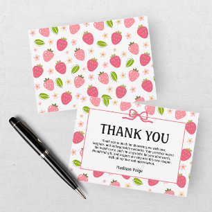 Süße rosa Erdbeeren Mädchen Geburtstags-Dankeschön Dankeskarte
