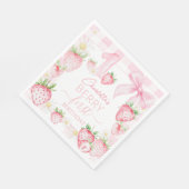 Süße rosa Erdbeeren zum 1. Geburtstag Serviette (Ecke)