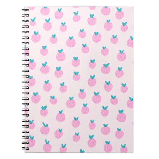 Süße rosa Erdbeermuster – Kawaii Mädchenstyle Notizblock (Vorderseite)