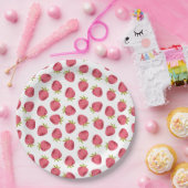 Süße rosa Erdbeernahtloses Muster Pappteller (Party)